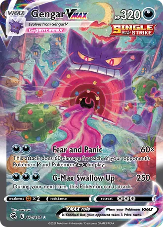 Gengar VMAX alternate art, card 271/264 from Fusion Strike