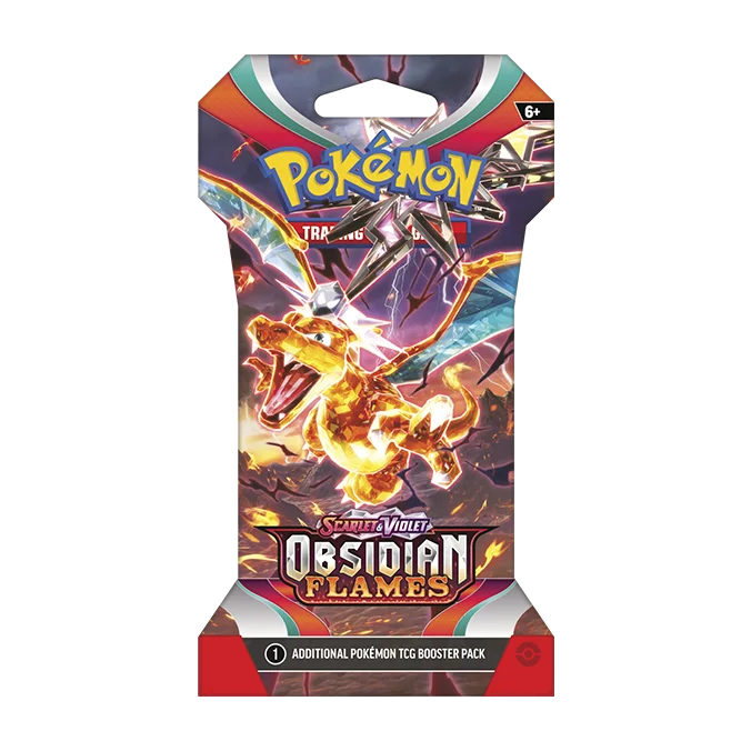 Pokémon TCG Obsidian Flames sleeved booster pack with Charizard artwork
